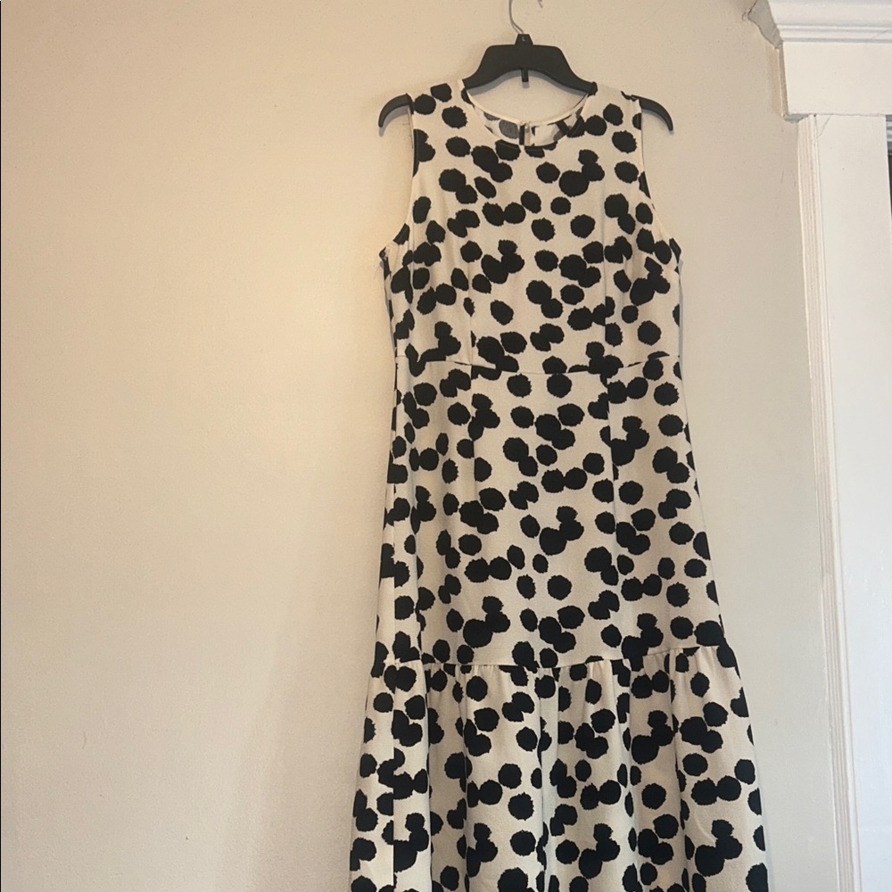 Chic Black and White Polka Dot Midi Dress